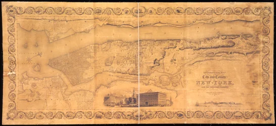 Carte topographique de la Ville et du Comté de New-York, et du pays adjacent : avec des vues en bordure des principaux bâtiments, et des paysages intéressants de l